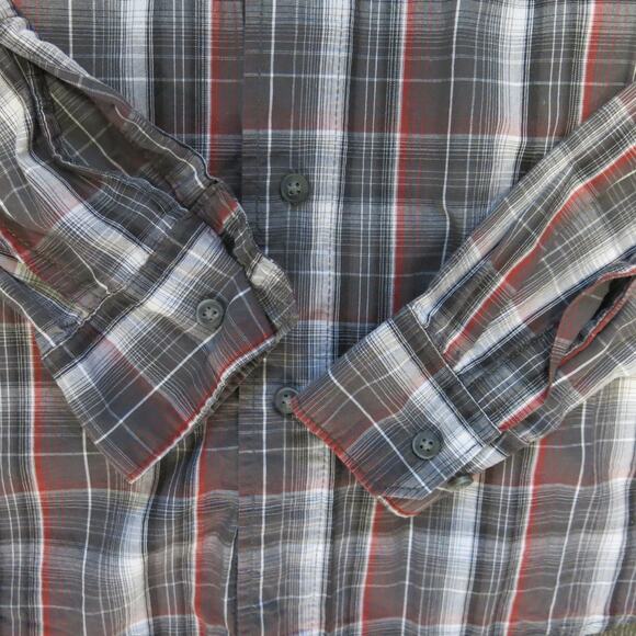 WRANGLER JEANS CO Button Down Plaid Shirt Size M Men Long Sleeve Gray Red Multi - Picture 3 of 9